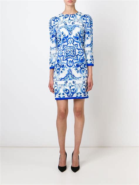 dolce and gabbana tile print dress